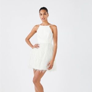 BCBGMAXAZRIA Ilara Feather Mini Dress. OFF WHITE / Size 4. Brand New with tags.